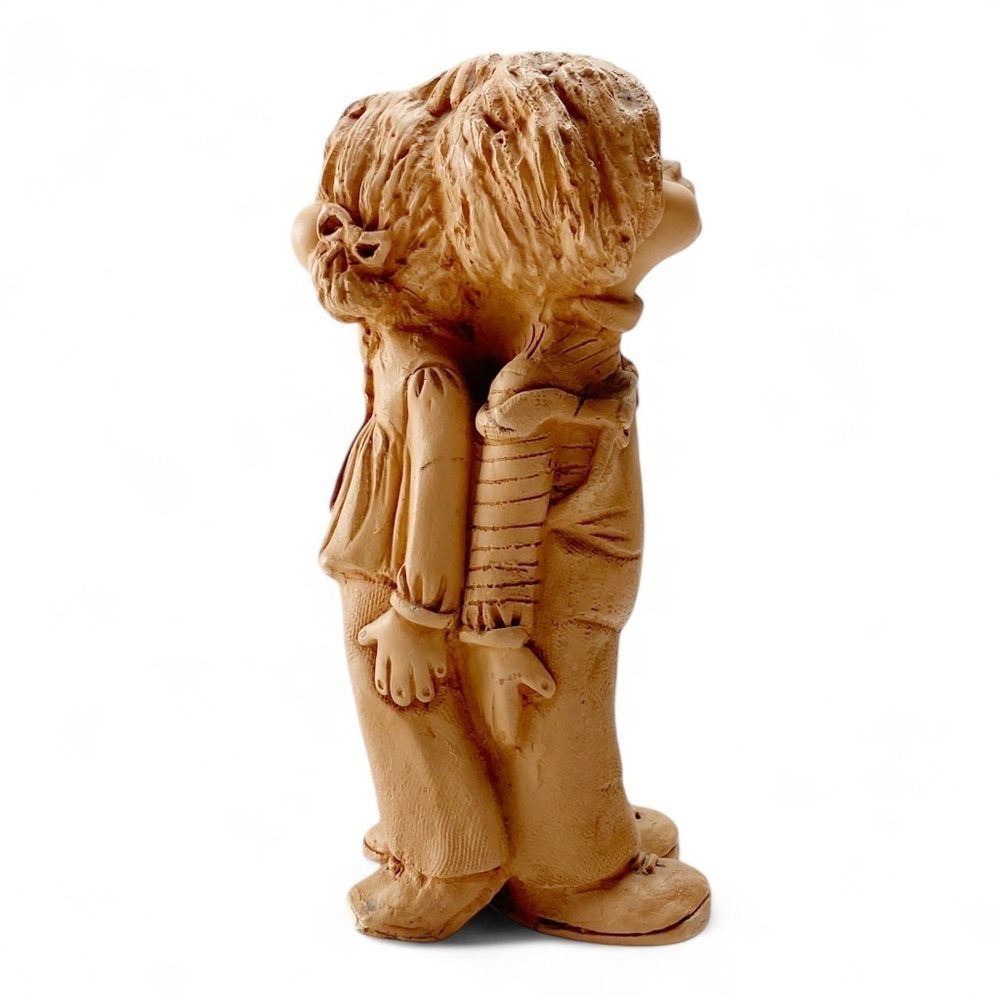 1979 Abbey Press St Meinrad Brown Resin Figurine Rare Boy & Girl "Who's taller"​